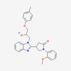molecular formula C28H29N3O4 B3045075 4-(1-(2-hydroxy-3-(p-tolyloxy)propyl)-1H-benzo[d]imidazol-2-yl)-1-(2-methoxyphenyl)pyrrolidin-2-one CAS No. 1018125-68-2