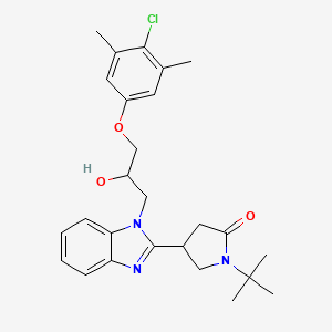 molecular formula C26H32ClN3O3 B3045079 1-tert-butyl-4-{1-[3-(4-chloro-3,5-dimethylphenoxy)-2-hydroxypropyl]-1H-benzimidazol-2-yl}pyrrolidin-2-one CAS No. 1018127-50-8