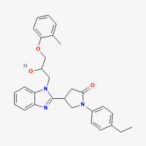 molecular formula C29H31N3O3 B3045083 1-(4-Ethylphenyl)-4-{1-[2-hydroxy-3-(2-methylphenoxy)propyl]benzimidazol-2-yl} pyrrolidin-2-one CAS No. 1018163-33-1