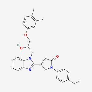 molecular formula C30H33N3O3 B3045084 4-{1-[3-(3,4-dimethylphenoxy)-2-hydroxypropyl]-1H-benzimidazol-2-yl}-1-(4-ethylphenyl)pyrrolidin-2-one CAS No. 1018163-49-9