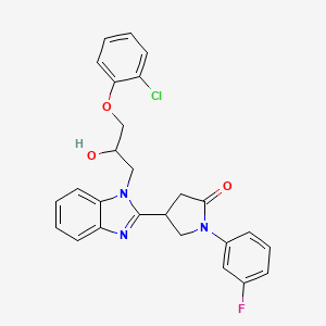 molecular formula C26H23ClFN3O3 B3045085 4-{1-[3-(2-chlorophenoxy)-2-hydroxypropyl]-1H-benzimidazol-2-yl}-1-(3-fluorophenyl)pyrrolidin-2-one CAS No. 1018163-53-5