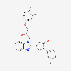 molecular formula C29H31N3O3 B3045086 4-{1-[3-(3,4-dimethylphenoxy)-2-hydroxypropyl]-1H-benzimidazol-2-yl}-1-(3-methylphenyl)pyrrolidin-2-one CAS No. 1018163-77-3