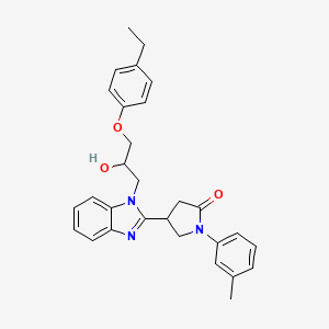molecular formula C29H31N3O3 B3045087 4-{1-[3-(4-Ethylphenoxy)-2-hydroxypropyl]benzimidazol-2-yl}-1-(3-methylphenyl) pyrrolidin-2-one CAS No. 1018163-85-3