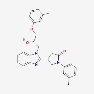 molecular formula C28H29N3O3 B3045088 4-{1-[2-hydroxy-3-(3-methylphenoxy)propyl]-1H-benzimidazol-2-yl}-1-(3-methylphenyl)pyrrolidin-2-one CAS No. 1018163-89-7