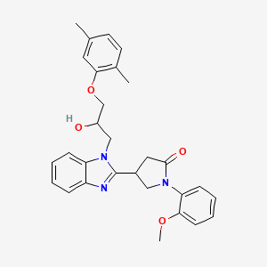 molecular formula C29H31N3O4 B3045089 4-{1-[3-(2,5-dimethylphenoxy)-2-hydroxypropyl]-1H-benzimidazol-2-yl}-1-(2-methoxyphenyl)pyrrolidin-2-one CAS No. 1018163-99-9