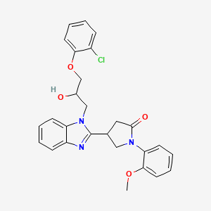 molecular formula C27H26ClN3O4 B3045090 4-{1-[3-(2-chlorophenoxy)-2-hydroxypropyl]-1H-benzimidazol-2-yl}-1-(2-methoxyphenyl)pyrrolidin-2-one CAS No. 1018164-03-8