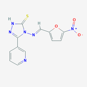 molecular formula C12H8N6O3S B304510 3-{4-[({5-nitro-2-furyl}methylene)amino]-5-sulfanyl-4H-1,2,4-triazol-3-yl}pyridine 