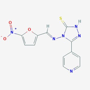molecular formula C12H8N6O3S B304511 4-{4-[({5-nitro-2-furyl}methylene)amino]-5-sulfanyl-4H-1,2,4-triazol-3-yl}pyridine 