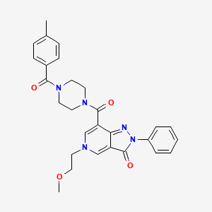 molecular formula C28H29N5O4 B3045133 5-(2-methoxyethyl)-7-(4-(4-methylbenzoyl)piperazine-1-carbonyl)-2-phenyl-2H-pyrazolo[4,3-c]pyridin-3(5H)-one CAS No. 1021095-78-2