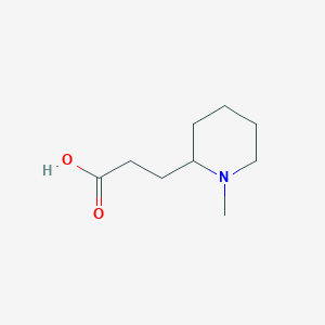 molecular formula C9H17NO2 B3045200 3-(1-Methylpiperidin-2-yl)propanoic acid CAS No. 103039-93-6