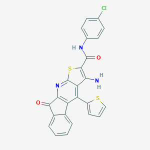 molecular formula C25H14ClN3O2S2 B304521 3-amino-N-(4-chlorophenyl)-9-oxo-4-(2-thienyl)-9H-indeno[2,1-b]thieno[3,2-e]pyridine-2-carboxamide 