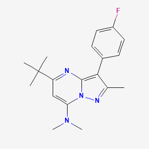 molecular formula C19H23FN4 B3045210 5-tert-butyl-3-(4-fluorophenyl)-N,N,2-trimethylpyrazolo[1,5-a]pyrimidin-7-amine CAS No. 1031627-75-4