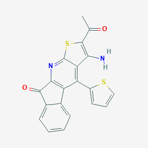molecular formula C20H12N2O2S2 B304523 2-acetyl-3-amino-4-(2-thienyl)-9H-indeno[2,1-b]thieno[3,2-e]pyridin-9-one 