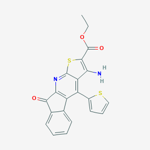 molecular formula C21H14N2O3S2 B304524 ethyl 3-amino-9-oxo-4-(2-thienyl)-9H-indeno[2,1-b]thieno[3,2-e]pyridine-2-carboxylate 