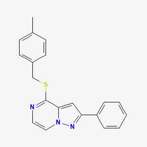 molecular formula C20H17N3S B3045276 4-[(4-Methylbenzyl)thio]-2-phenylpyrazolo[1,5-a]pyrazine CAS No. 1040662-86-9