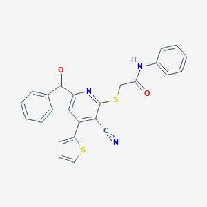 molecular formula C25H15N3O2S2 B304528 2-{[3-cyano-9-oxo-4-(2-thienyl)-9H-indeno[2,1-b]pyridin-2-yl]sulfanyl}-N-phenylacetamide 