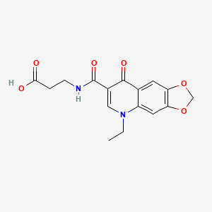 molecular formula C16H16N2O6 B3045300 beta-Alanine, N-((5-ethyl-5,8-dihydro-8-oxo-1,3-dioxolo(4,5-g)quinolin-7-yl)carbonyl)- CAS No. 104571-64-4
