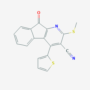 molecular formula C18H10N2OS2 B304531 2-(methylsulfanyl)-9-oxo-4-(2-thienyl)-9H-indeno[2,1-b]pyridine-3-carbonitrile 