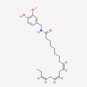 molecular formula C26H39NO3 B3045318 9,12,15-Octadecatrienamide, N-((4-hydroxy-3-methoxyphenyl)methyl)-, (Z,Z,Z)- CAS No. 104899-01-6