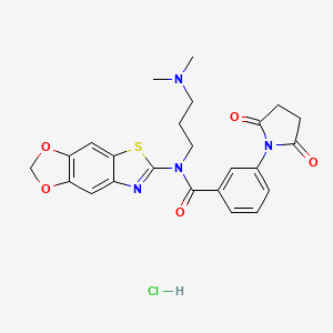 molecular formula C24H25ClN4O5S B3045341 N-[3-(dimethylamino)propyl]-N-{4,6-dioxa-10-thia-12-azatricyclo[7.3.0.0^{3,7}]dodeca-1(9),2,7,11-tetraen-11-yl}-3-(2,5-dioxopyrrolidin-1-yl)benzamide hydrochloride CAS No. 1052537-38-8