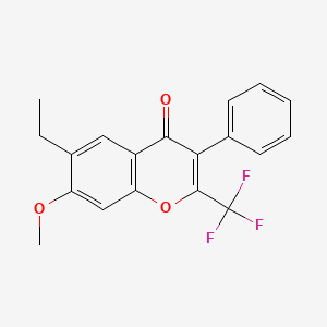 molecular formula C19H15F3O3 B3045343 6-ethyl-7-methoxy-3-phenyl-2-(trifluoromethyl)-4H-chromen-4-one CAS No. 105258-08-0