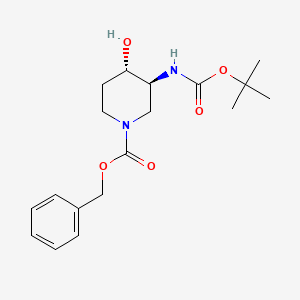 molecular formula C18H26N2O5 B3045345 trans-Benzyl 3-((tert-butoxycarbonyl)amino)-4-hydroxypiperidine-1-carboxylate CAS No. 1052715-77-1
