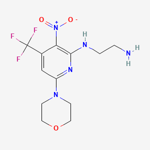 molecular formula C12H16F3N5O3 B3045352 N*1*-(6-吗啉-4'-基-3-硝基-4-(三氟甲基)吡啶-2-基)乙烷-1,2-二胺 CAS No. 1053658-12-0