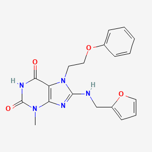 molecular formula C19H19N5O4 B3045356 1H-Purine-2,6-dione, 3,7-dihydro-8-((2-furanylmethyl)amino)-3-methyl-7-(2-phenoxyethyl)- CAS No. 105522-60-9
