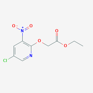 molecular formula C9H9ClN2O5 B3045359 Acetic acid, [(5-chloro-3-nitro-2-pyridinyl)oxy]-, ethyl ester CAS No. 105544-27-2