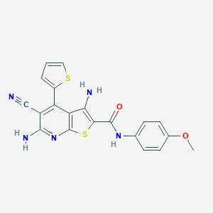 molecular formula C20H15N5O2S2 B304536 3,6-diamino-5-cyano-N-(4-methoxyphenyl)-4-(2-thienyl)thieno[2,3-b]pyridine-2-carboxamide 