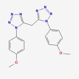 molecular formula C17H16N8O2 B3045369 1H-Tetrazole, 5,5'-methylenebis[1-(4-methoxyphenyl)- CAS No. 105678-68-0