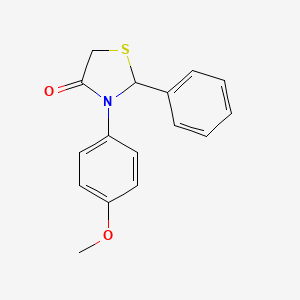 molecular formula C16H15NO2S B3045375 3-(4-Methoxyphenyl)-2-phenyl-1,3-thiazolidin-4-one CAS No. 105774-63-8