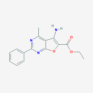 molecular formula C16H15N3O3 B304539 Ethyl 5-amino-4-methyl-2-phenylfuro[2,3-d]pyrimidine-6-carboxylate 