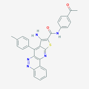 N-(4-acetylphenyl)-13-amino-11-(4-methylphenyl)-15-thia-8,9,17-triazatetracyclo[8.7.0.02,7.012,16]heptadeca-1(10),2,4,6,8,11,13,16-octaene-14-carboxamide