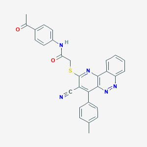 molecular formula C29H21N5O2S B304542 N-(4-acetylphenyl)-2-{[3-cyano-4-(4-methylphenyl)pyrido[3,2-c]cinnolin-2-yl]sulfanyl}acetamide 