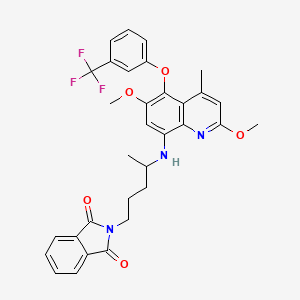 2-(4-((2,6-Dimethoxy-4-methyl-5-(3-(trifluoromethyl)phenoxy)quinolin-8-yl)amino)pentyl)isoindoline-1,3-dione