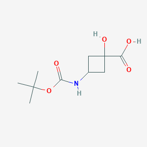molecular formula C10H17NO5 B3045425 1-Hydroxy-3-[(2-methylpropan-2-yl)oxycarbonylamino]cyclobutane-1-carboxylic acid CAS No. 1067239-17-1