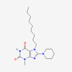 molecular formula C20H33N5O2 B3045432 1H-Purine-2,6-dione, 3,7-dihydro-3-methyl-7-nonyl-8-(1-piperidinyl)- CAS No. 106939-22-4