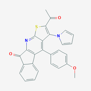 molecular formula C27H18N2O3S B304544 2-acetyl-4-(4-methoxyphenyl)-3-(1H-pyrrol-1-yl)-9H-indeno[2,1-b]thieno[3,2-e]pyridin-9-one 