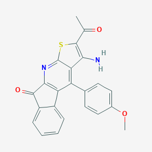molecular formula C23H16N2O3S B304546 2-acetyl-3-amino-4-(4-methoxyphenyl)-9H-indeno[2,1-b]thieno[3,2-e]pyridin-9-one 
