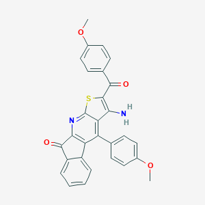 molecular formula C29H20N2O4S B304547 3-amino-2-(4-methoxybenzoyl)-4-(4-methoxyphenyl)-9H-indeno[2,1-b]thieno[3,2-e]pyridin-9-one 