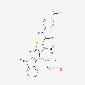 molecular formula C30H21N3O4S B304549 N-(4-acetylphenyl)-3-amino-4-(4-methoxyphenyl)-9-oxo-9H-indeno[2,1-b]thieno[3,2-e]pyridine-2-carboxamide 