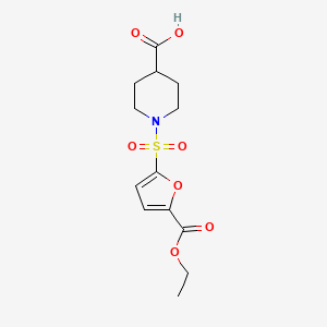 molecular formula C13H17NO7S B3045501 1-{[5-(Ethoxycarbonyl)furan-2-yl]sulfonyl}piperidine-4-carboxylic acid CAS No. 1087784-28-8