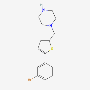molecular formula C15H17BrN2S B3045504 1-{[5-(3-Bromophenyl)thiophen-2-yl]methyl}piperazine CAS No. 1087792-11-7
