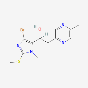 molecular formula C12H15BrN4OS B3045511 1-(4-Bromo-1-methyl-2-(methylthio)-1H-imidazol-5-yl)-2-(5-methylpyrazin-2-yl)ethanol CAS No. 108905-65-3