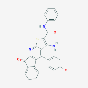 molecular formula C28H19N3O3S B304552 3-amino-4-(4-methoxyphenyl)-9-oxo-N-phenyl-9H-indeno[2,1-b]thieno[3,2-e]pyridine-2-carboxamide 