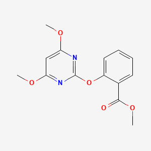 molecular formula C14H14N2O5 B3045578 Benzoic acid, 2-[(4,6-dimethoxy-2-pyrimidinyl)oxy]-, methyl ester CAS No. 110284-90-7