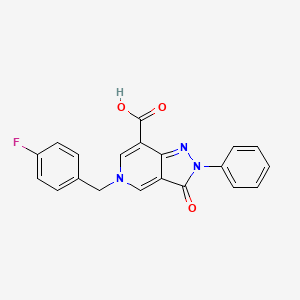 molecular formula C20H14FN3O3 B3045593 5-[(4-Fluorophenyl)methyl]-3-oxo-2-phenylpyrazolo[4,3-c]pyridine-7-carboxylic acid CAS No. 1105191-67-0