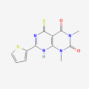 molecular formula C12H10N4O2S2 B3045594 5-mercapto-1,3-dimethyl-7-(thiophen-2-yl)pyrimido[4,5-d]pyrimidine-2,4(1H,3H)-dione CAS No. 1105195-79-6