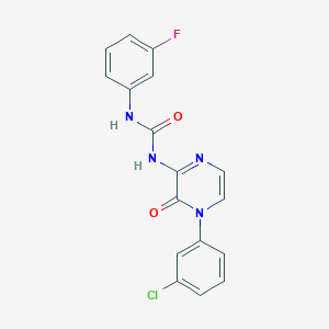 molecular formula C17H12ClFN4O2 B3045596 1-(4-(3-Chlorophenyl)-3-oxo-3,4-dihydropyrazin-2-yl)-3-(3-fluorophenyl)urea CAS No. 1105196-21-1